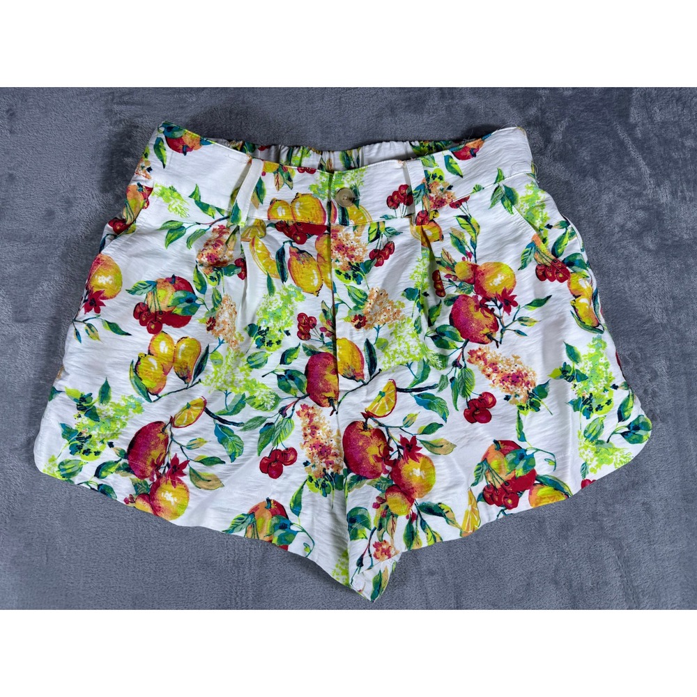 LC Lauren Conrad Fruit Print Shorts Womens Large White Lemon‎ Cherry High Rise L
